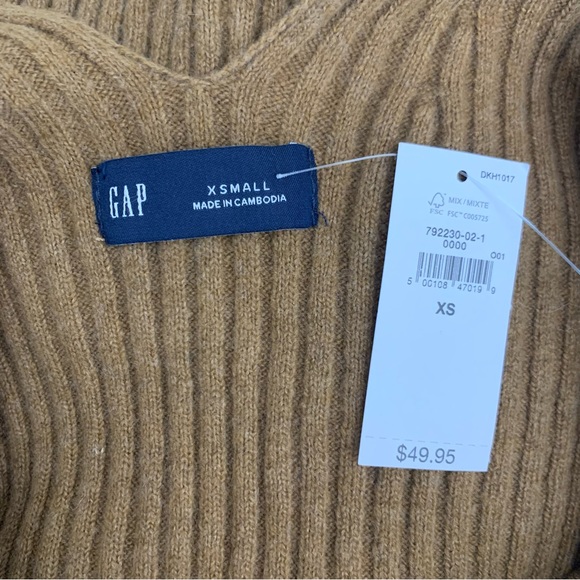 NWT GAP Cocoa Powder Brown CashSoft Rib Tank Top Sleeveless Sweater Top size XS - Picture 6 of 7